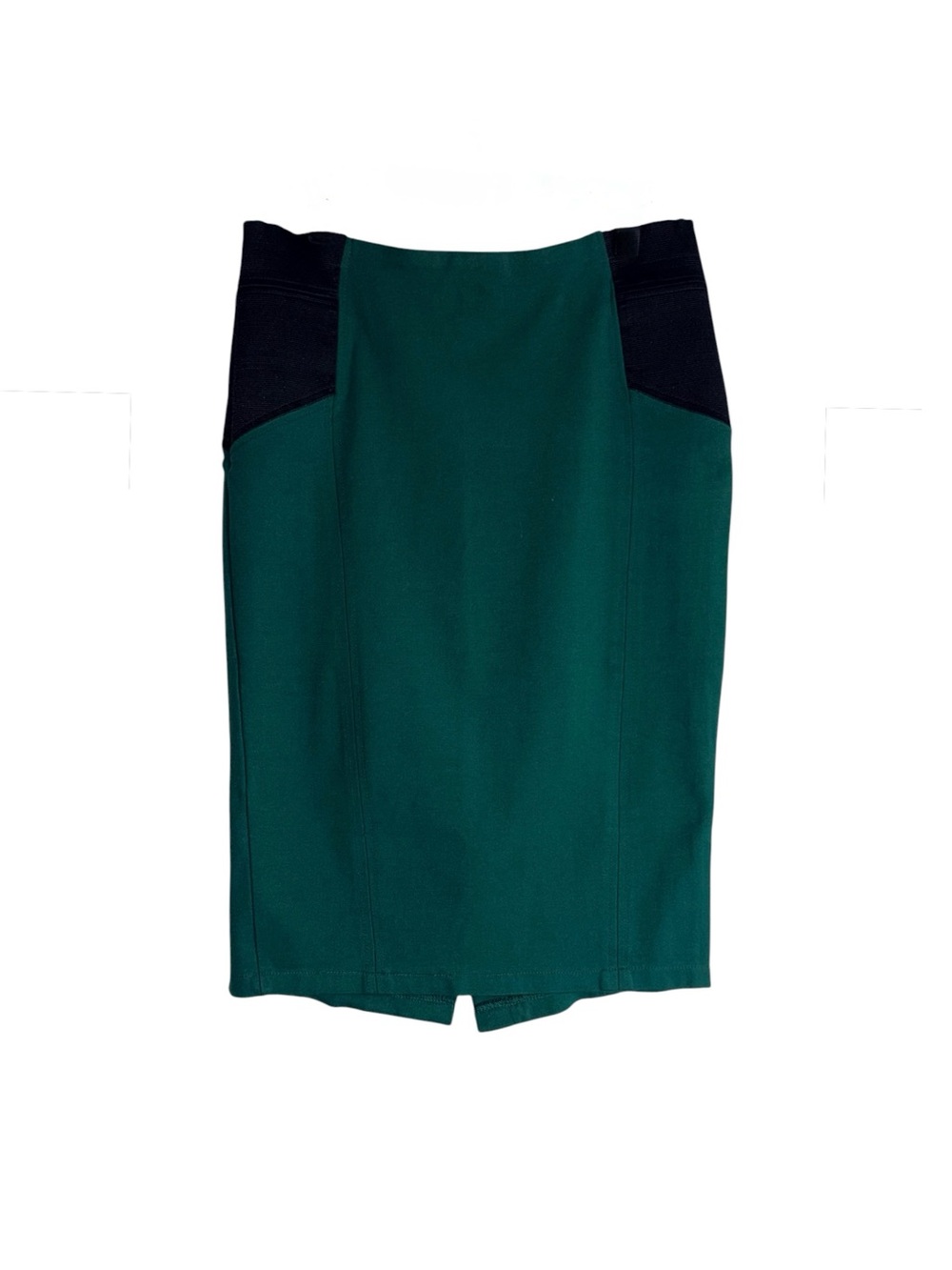 Iris Los Angeles Green Colorblock Pencil Skirt Elastic Side Panels Size